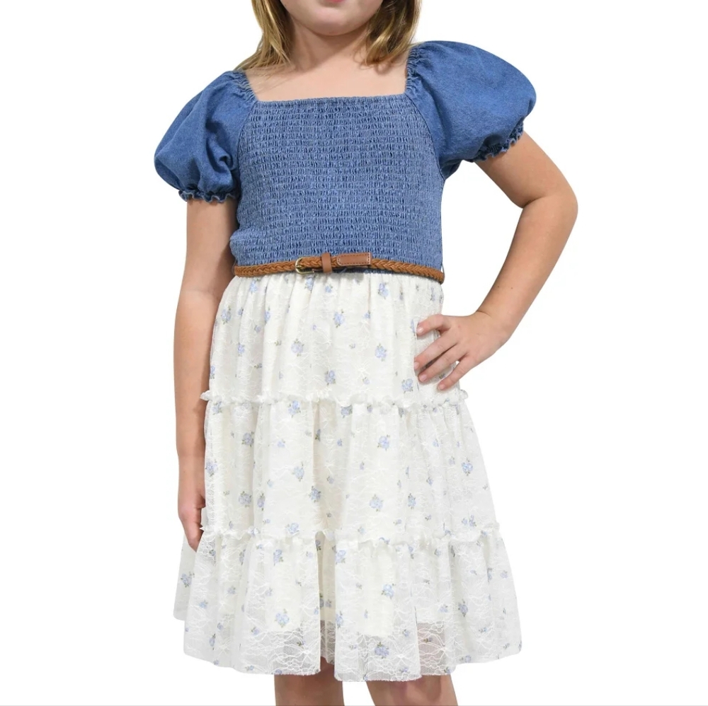 Youth Girls' Size XS- 5/6 Denim and Dress with Belt - Picture 4 of 8